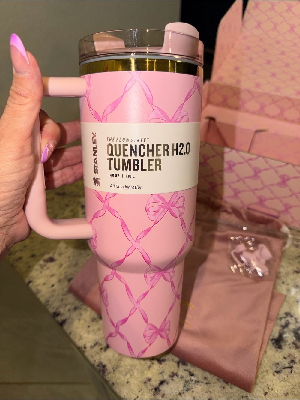 Stanley X LoveShackFancy 40 oz Pink Bow Quencher Set